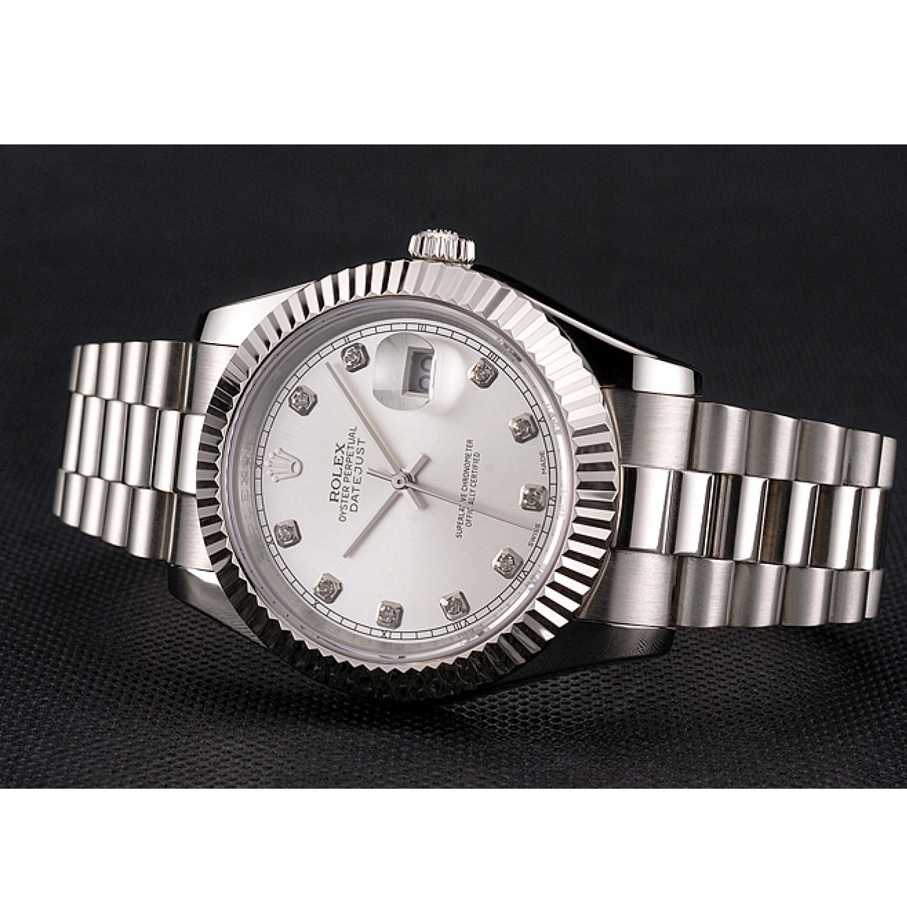 Aaa replica watch Silver Steel Stainless Rolex Case Swiss And Datejust Dial Bracelet 0514